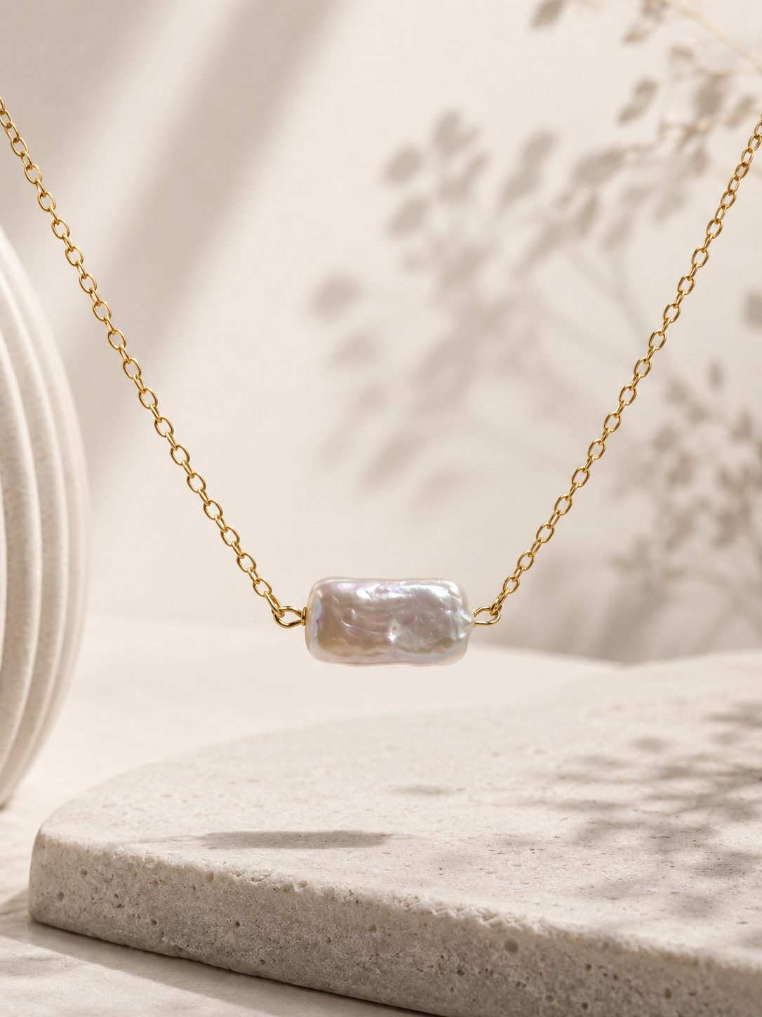 Classic Cultured Pearl Pendant Gold Plated Chain