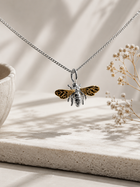 Sterling Silver BEE Pendant with Chain