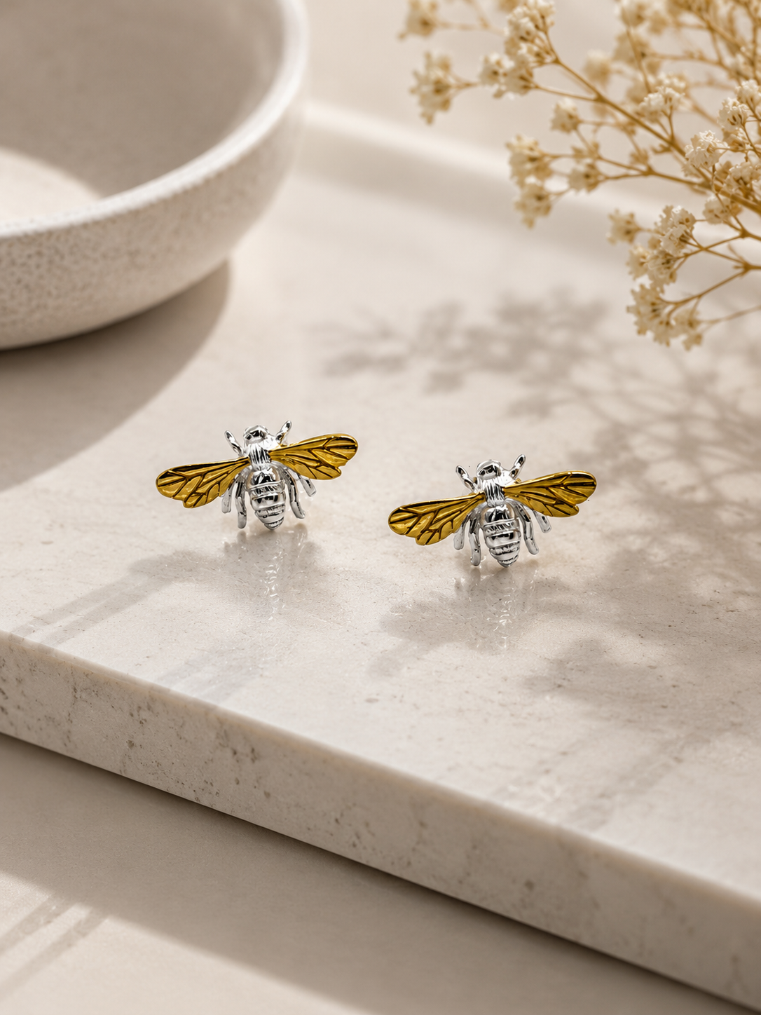Sterling Silver BEE STUD Earrings