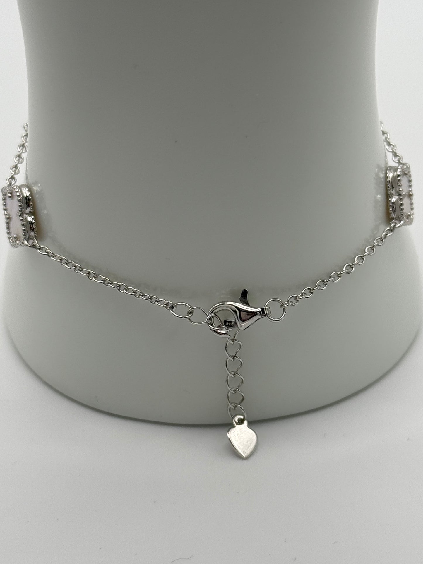 Sterling Silver Mother of Pearl Clover Bracelet