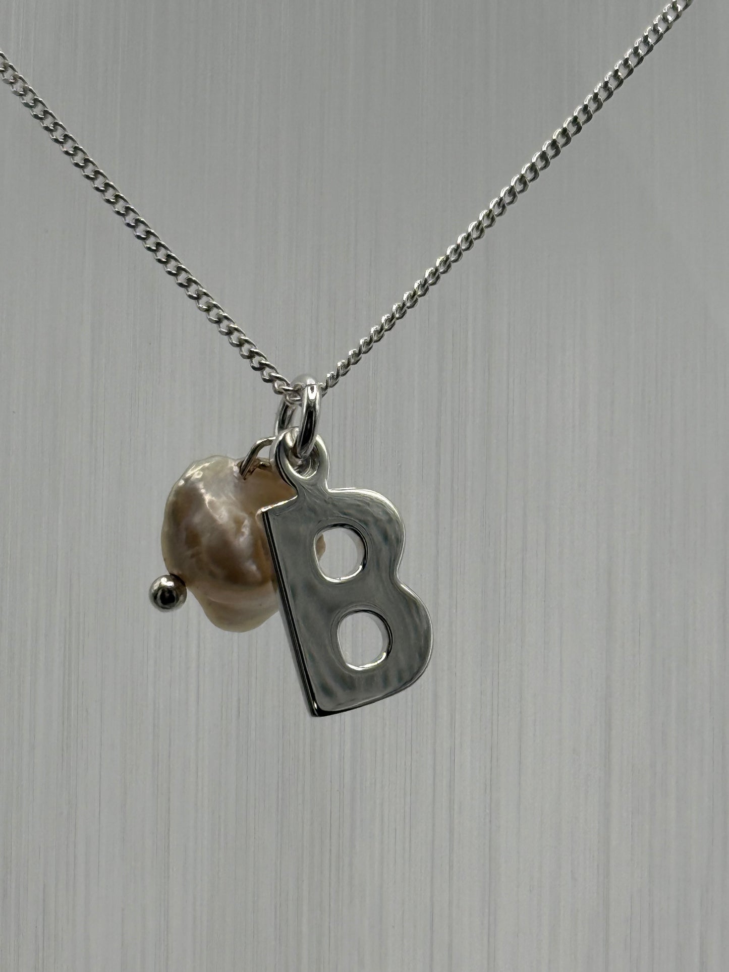 Sterling Silver INITIAL Pendant with Cultured Pearl