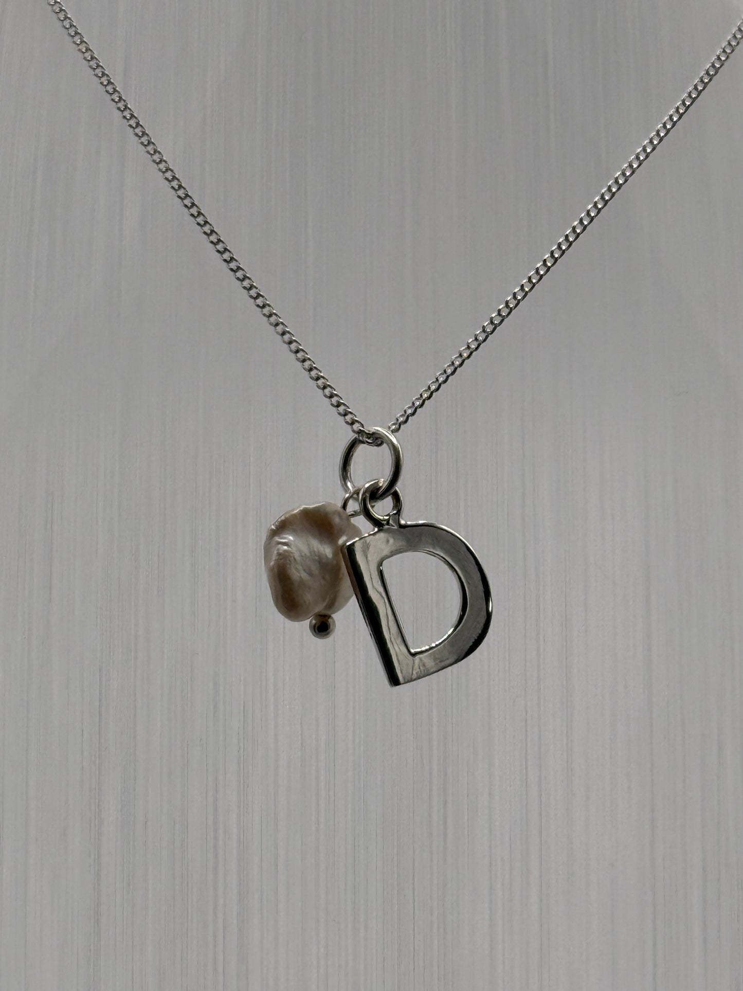 Sterling Silver INITIAL Pendant with Cultured Pearl