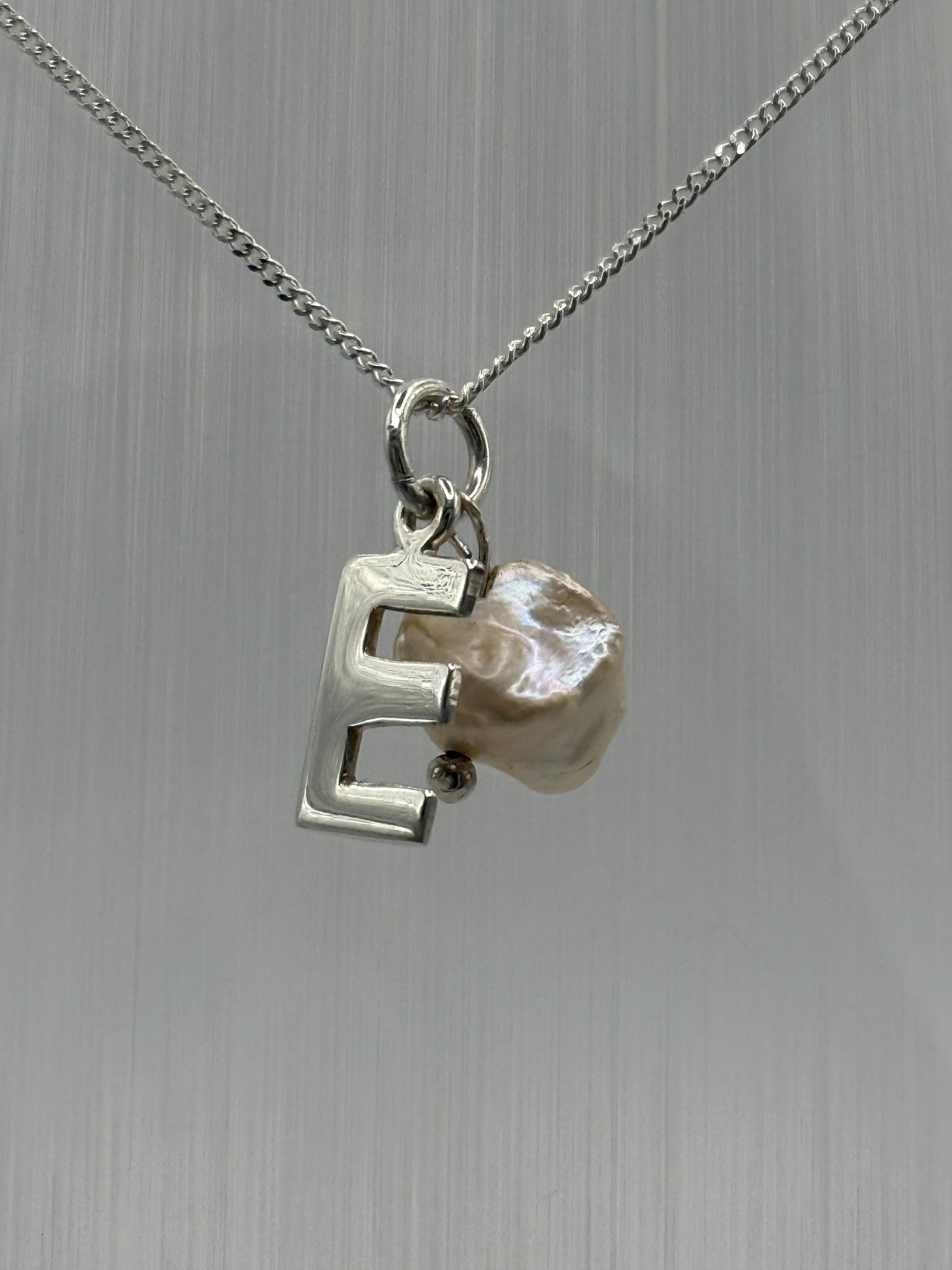 Sterling Silver INITIAL Pendant with Cultured Pearl