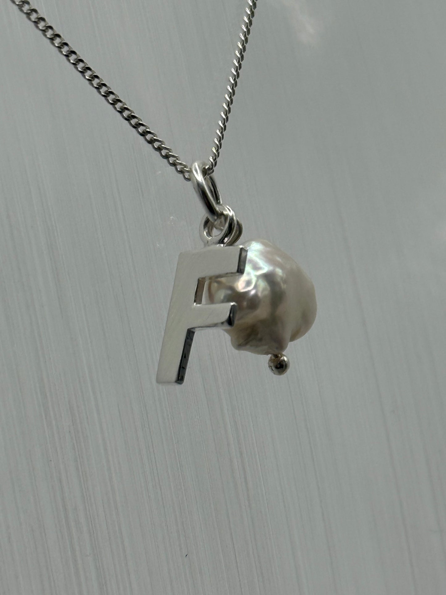 Sterling Silver INITIAL Pendant with Cultured Pearl