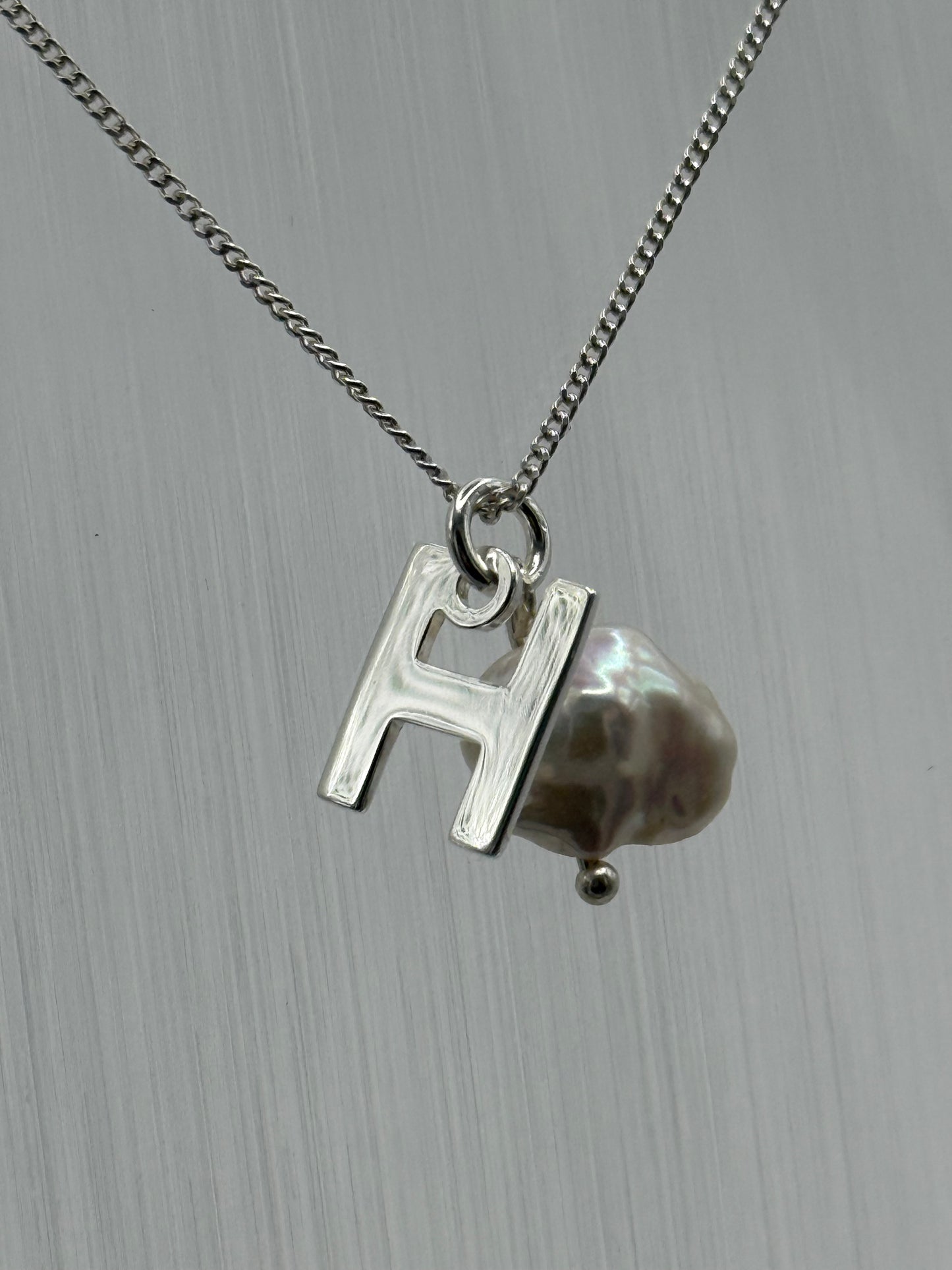 Sterling Silver INITIAL Pendant with Cultured Pearl