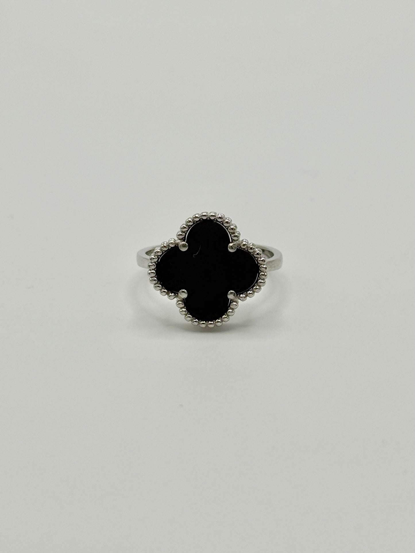 Sterling Silver ONYX Clover RING
