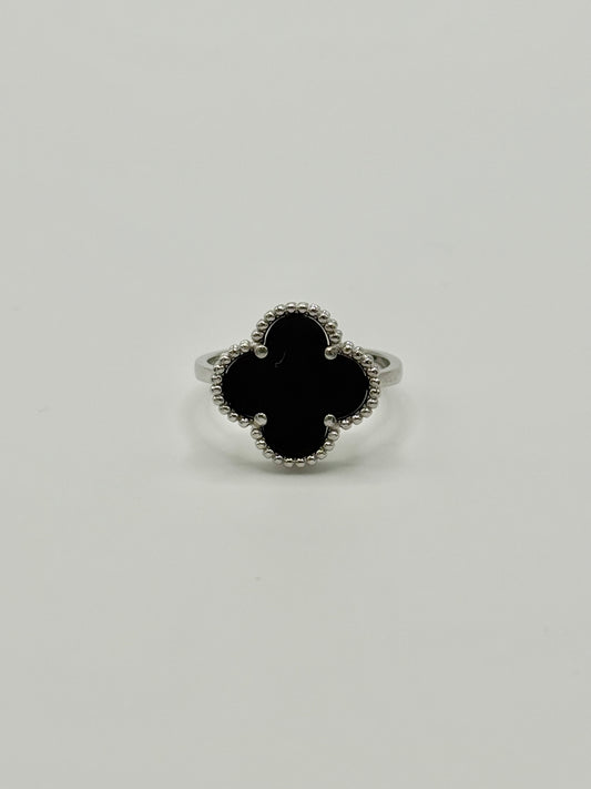 Sterling Silver ONYX Clover RING