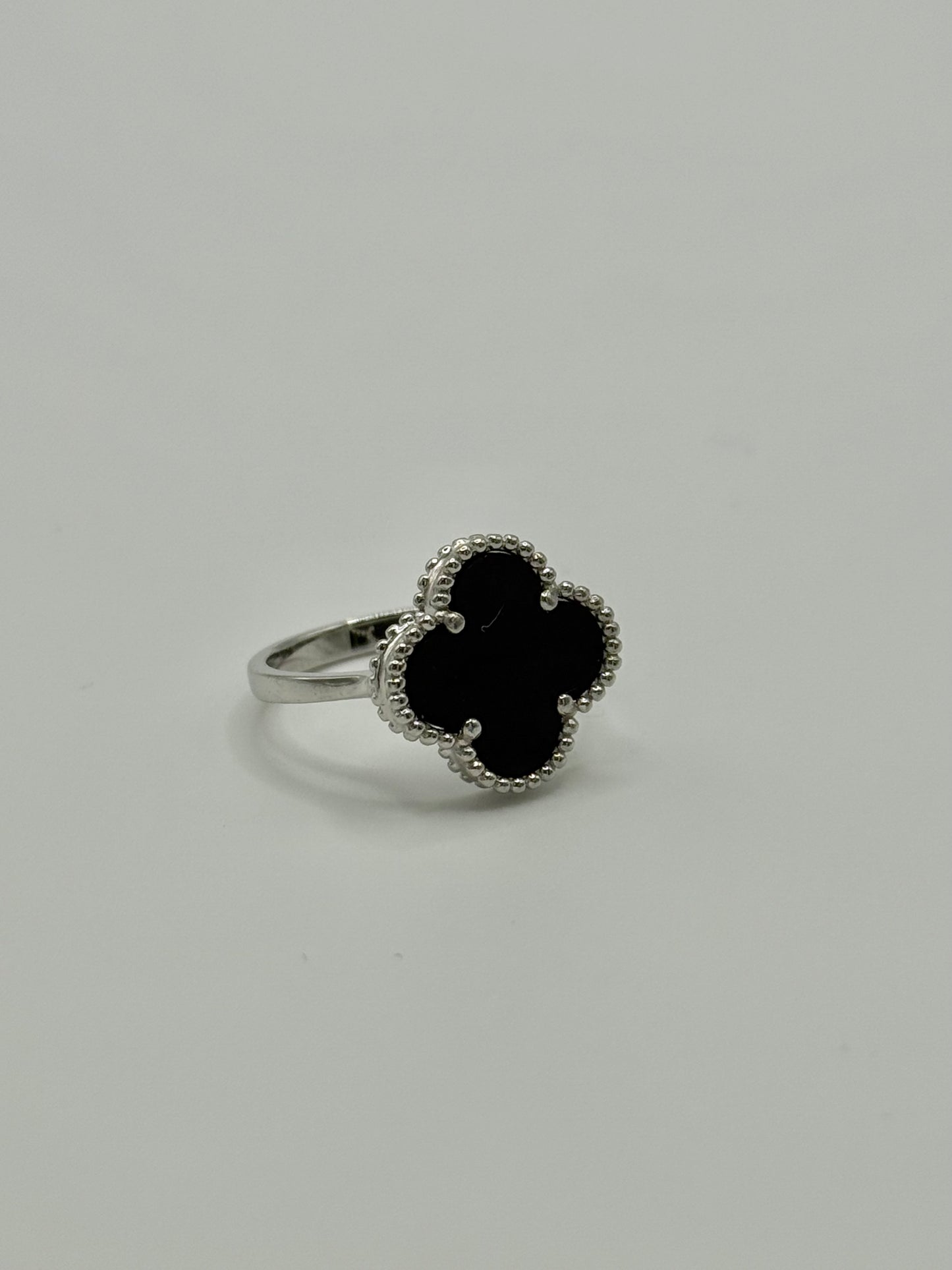 Sterling Silver ONYX Clover RING