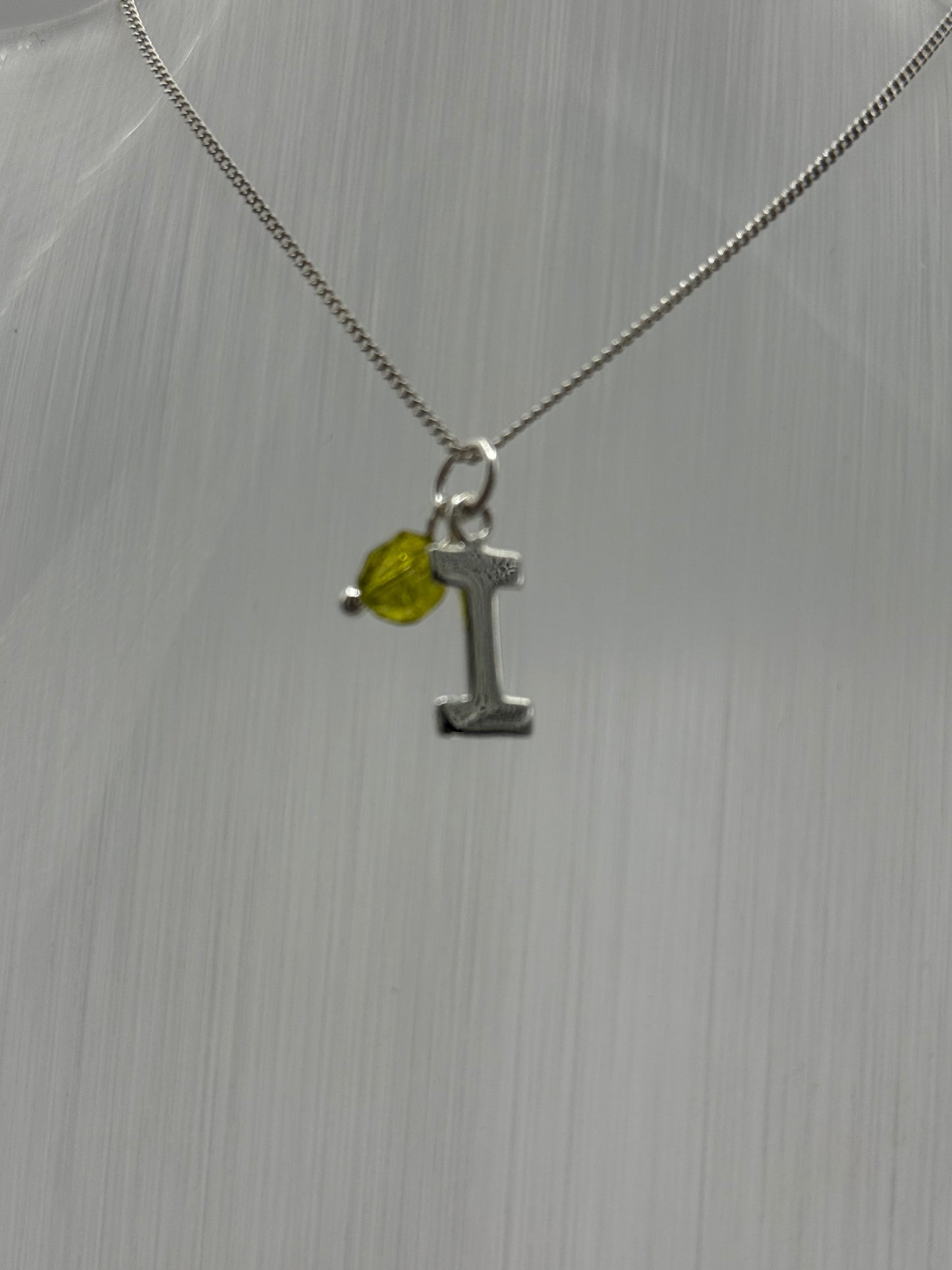 Sterling Silver INITIAL Pendant with GREEN QUARTZ