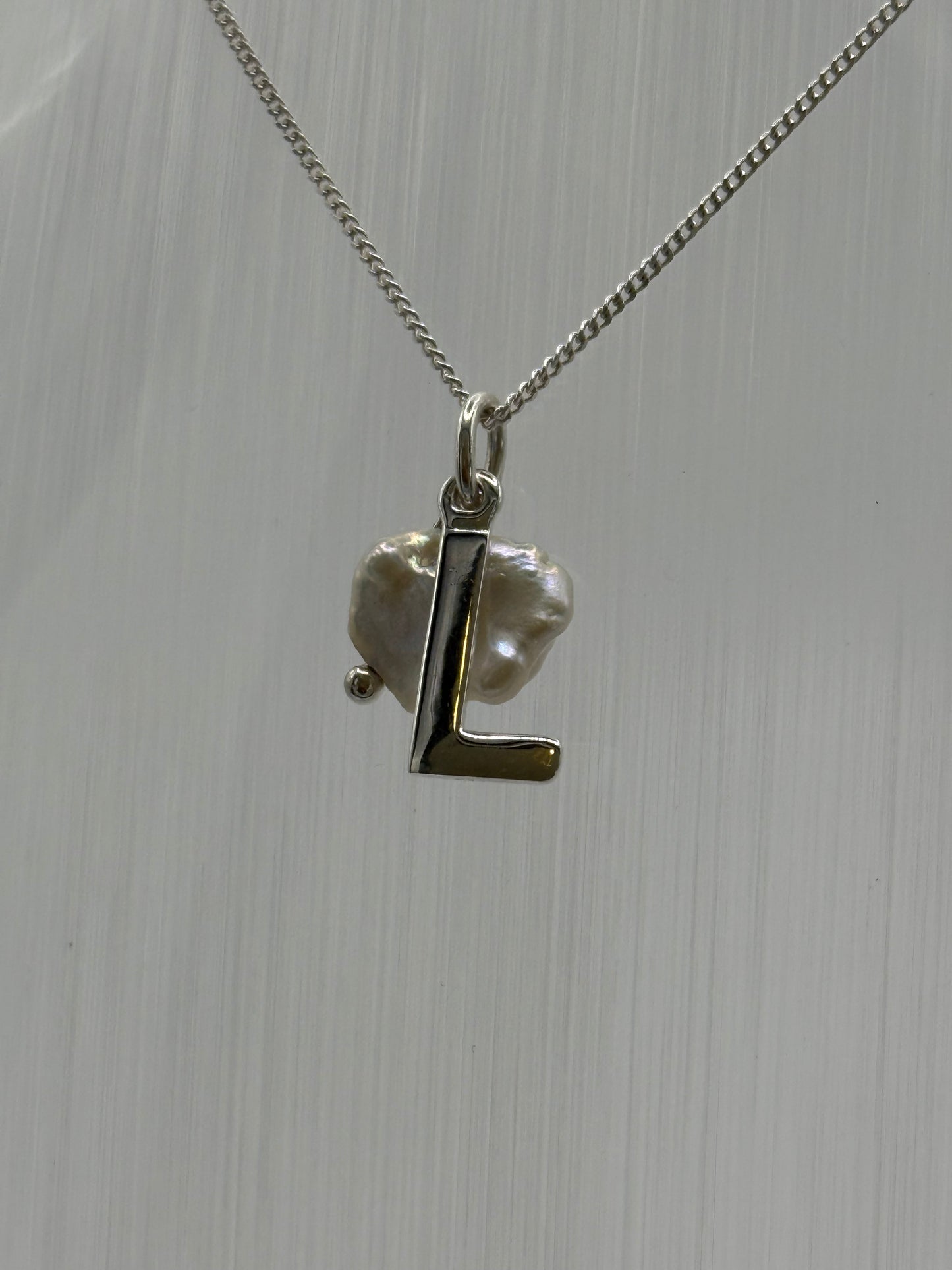 Sterling Silver INITIAL Pendant with Cultured Pearl