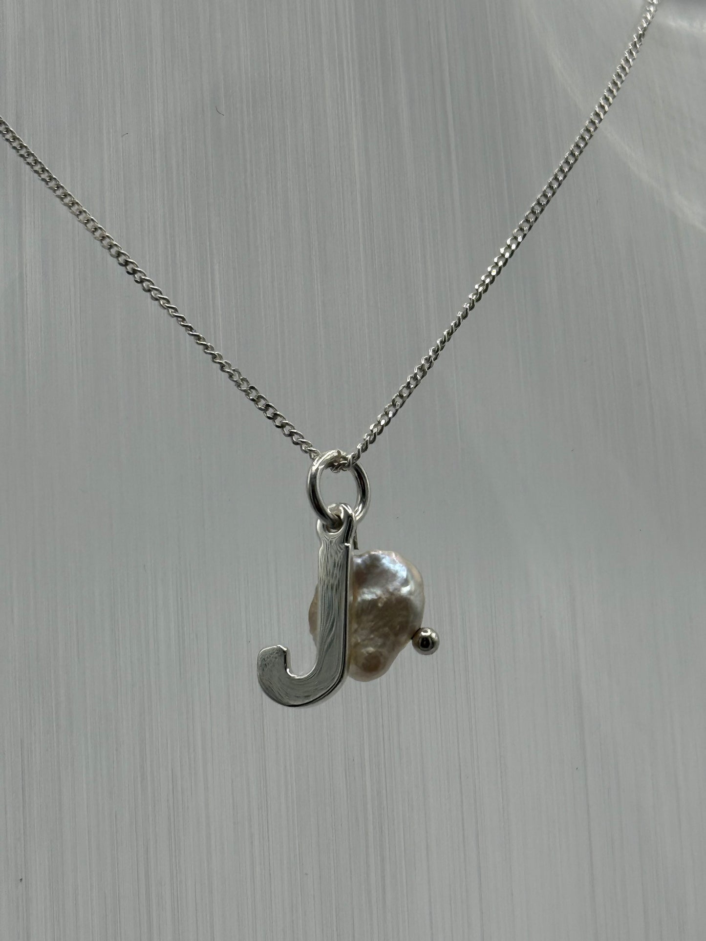 Sterling Silver INITIAL Pendant with Cultured Pearl