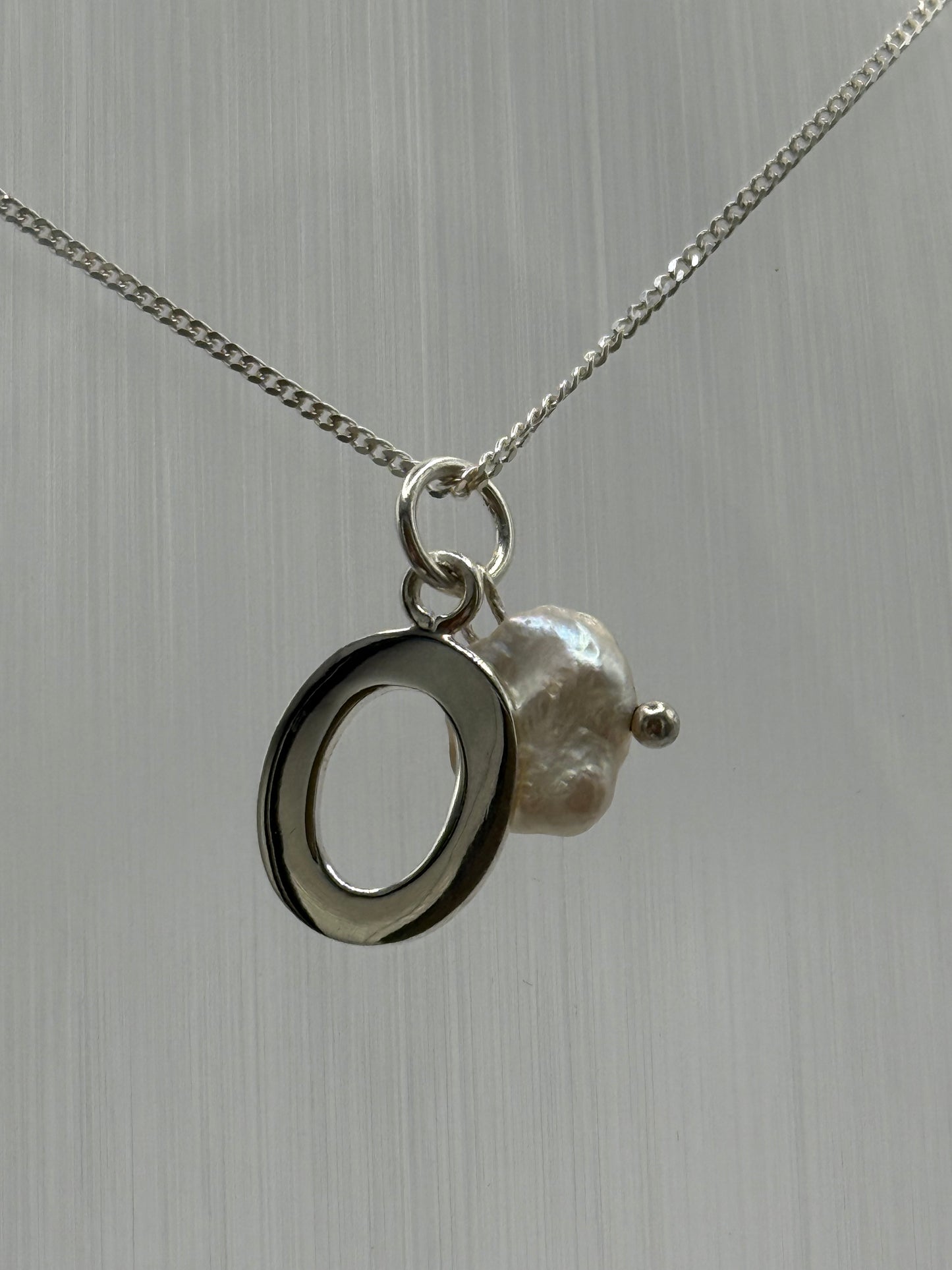 Sterling Silver INITIAL Pendant with Cultured Pearl
